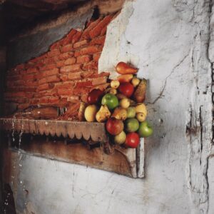 'Pears With Apples and Two Bottles'. Miguel Angel Gaüeca